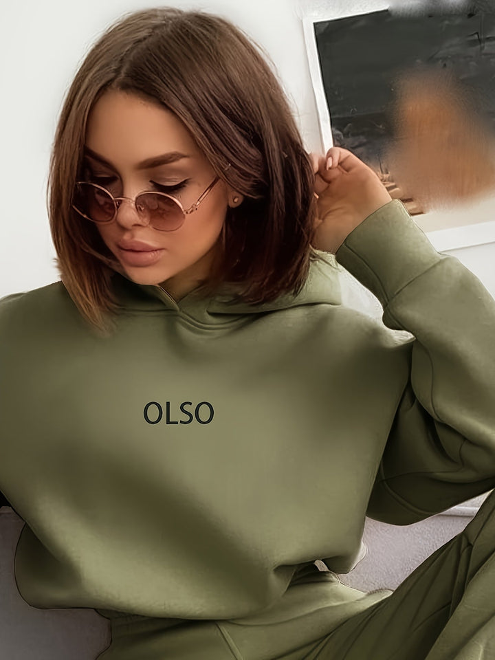 Casual Two-Piece Set with Stylish Letter Print - Elvira-Legergroen-S-The Livary