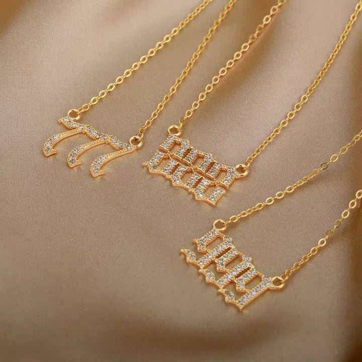 Zirconia Angel Numbers Necklace - Seraphina-Gold-777-The Livary