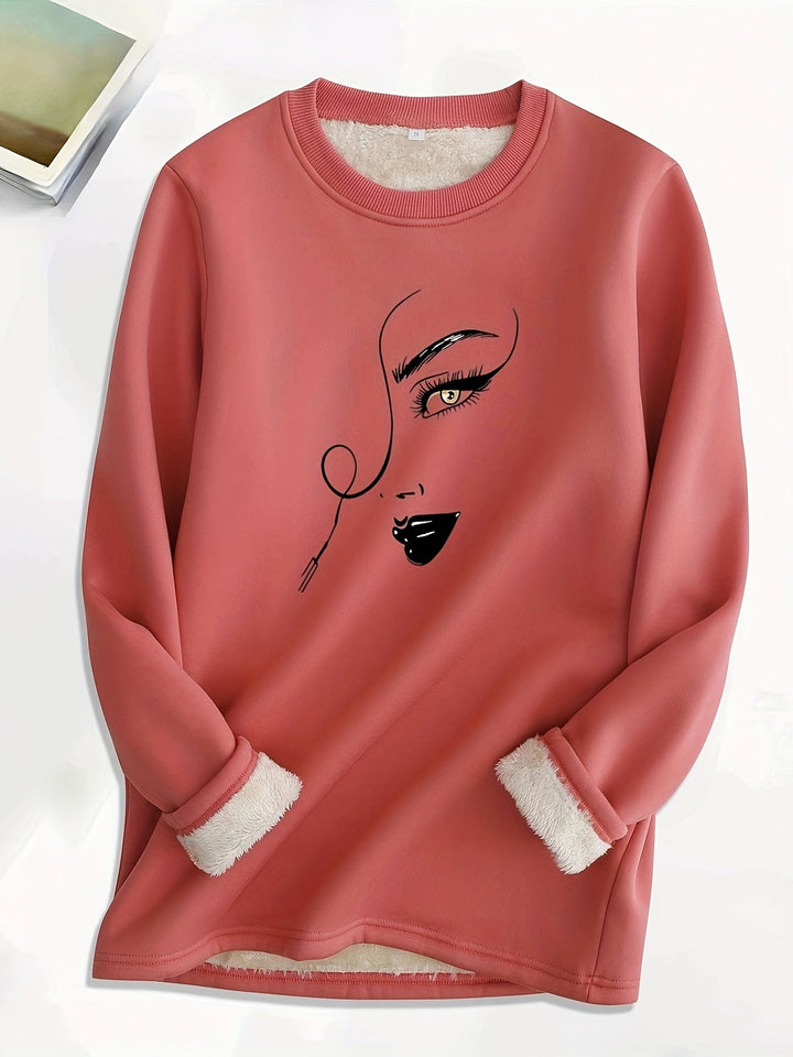 Comfortable Oversized Women's Sweatshirt - Elina-Pink-S-The Livary