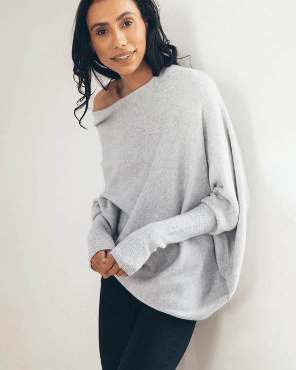 Trendy Off-Shoulder Sweater for Women - Livia-Light grey-S-The Livary