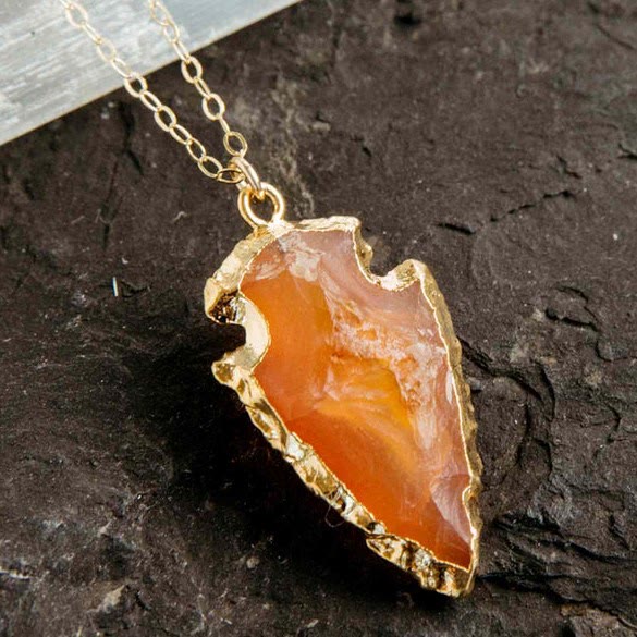 Natural Crystal Carnelian Arrowhead Necklace - Aeliana-Carnelian-The Livary