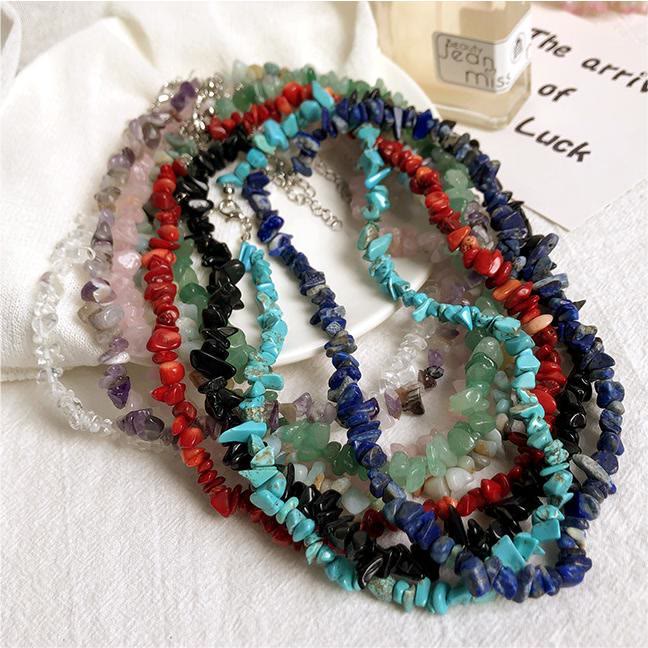Stylishly Shaped Polished Crystal Necklace - Lina-Green Aventurine-The Livary