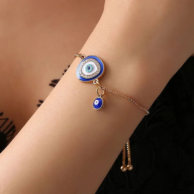 Evil Eye Bracelet in Ethno Style - Selene-Dark Blue-The Livary