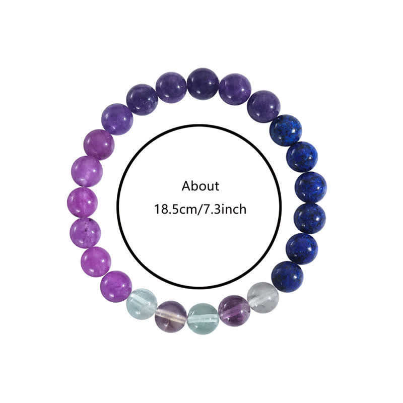 Anti-Anxiety Amethyst, Lepidolite and Lapis Lazuli Bracelet - Aurora-The Livary