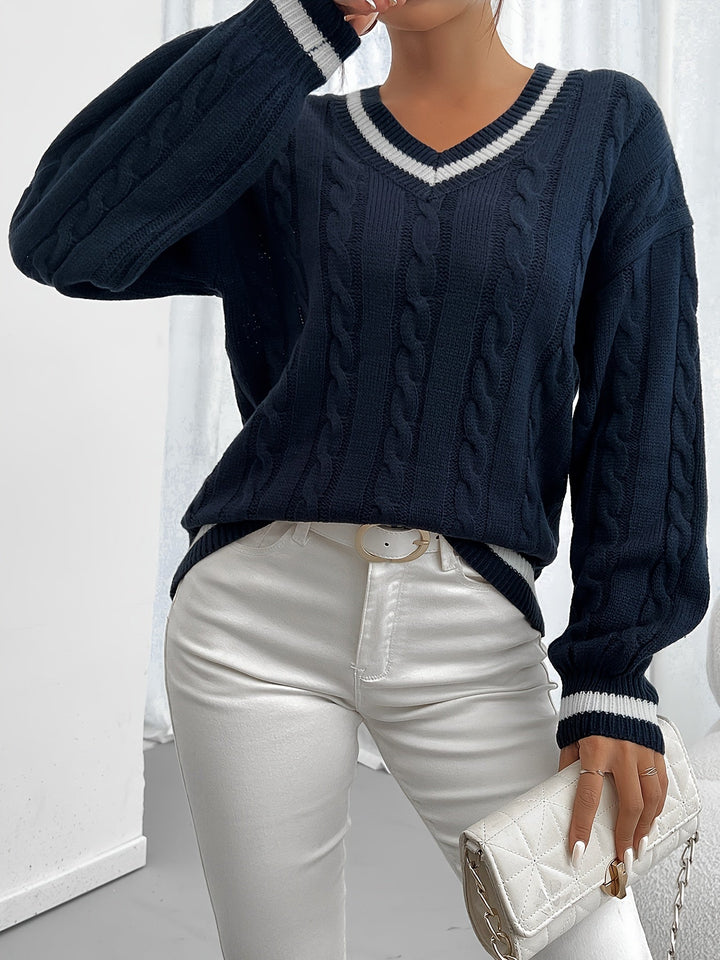 Knit Sweater with Refined Details - Aurora-Blue-S-The Livary