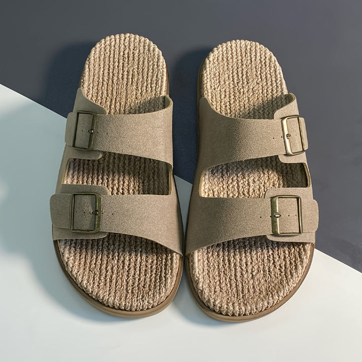 Stylish men's summer slip-ons with adjustable straps - GripStep-Apricot-6.5-The Livary