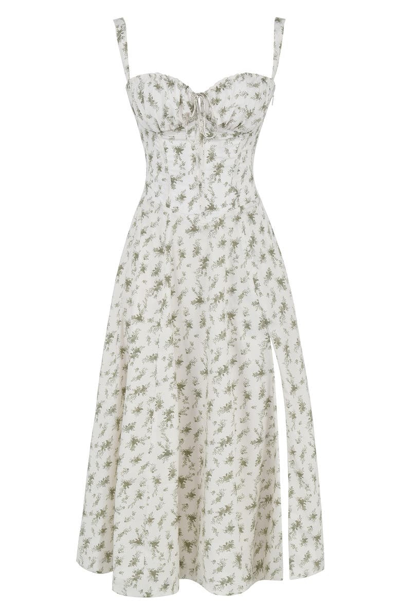 Bustier Summer Dress with Waist Shaper - Isabella-Knee length - 1 layer-Green Flowers-XS-The Livary