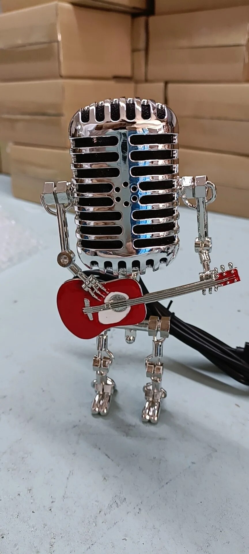 Decorative Microphone Robot Lamp with Guitar – Max-Red-The Livary