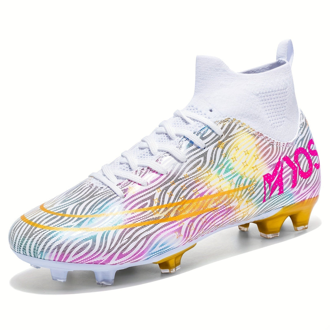 Men's Football Boots with Grip & High Ankle Design – Dario-White-7-The Livary