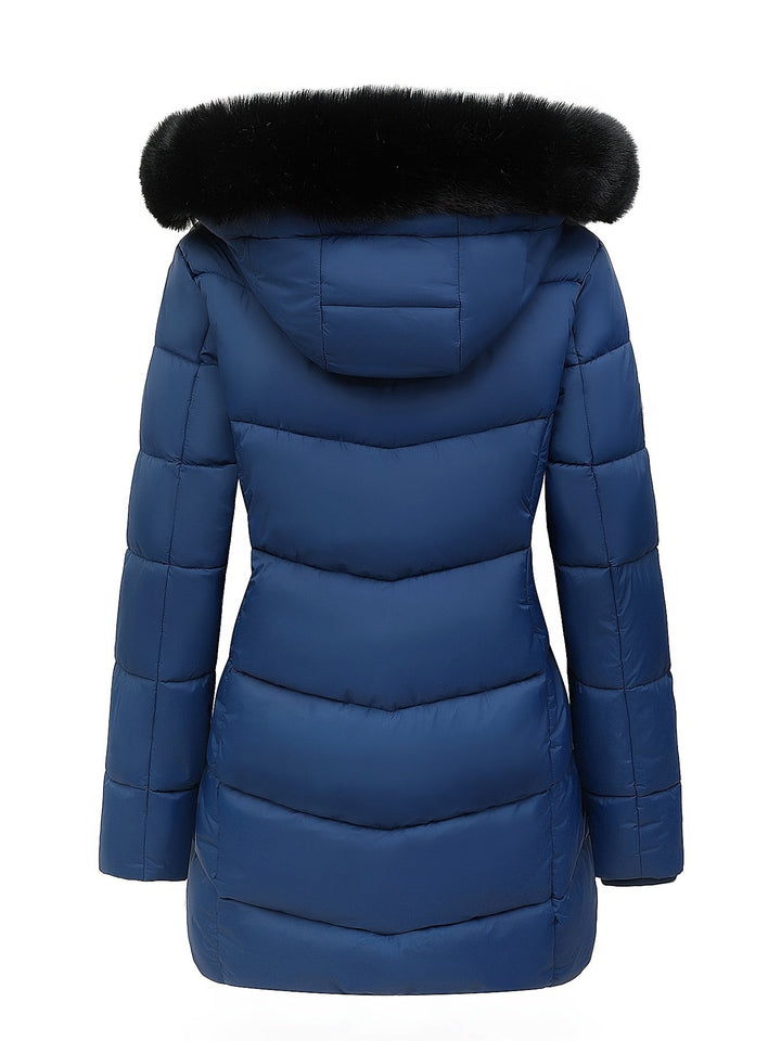 Warm Puffy Jacket with Stylish Details - Evelyne-Dark blue-S-The Livary