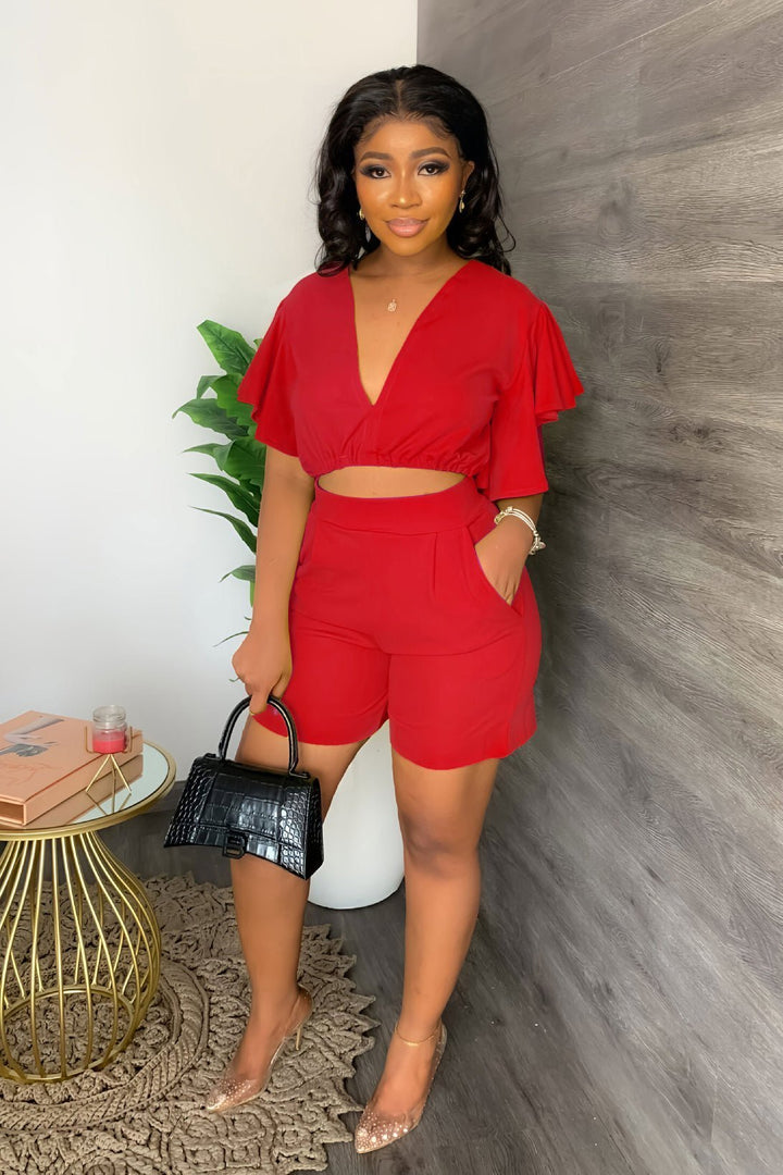 Trendy summer two-piece set with pleated design – Marlene-Green-S-The Livary