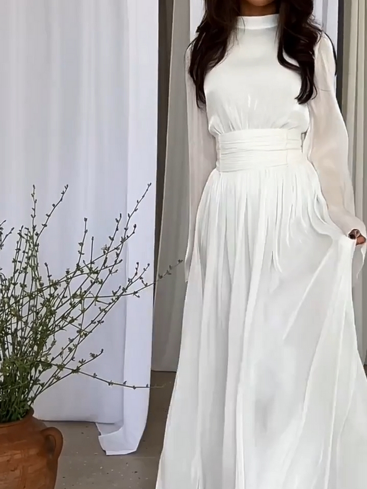 Imaginative maxi dress with flowing cut - Valentina-White-S-The Livary
