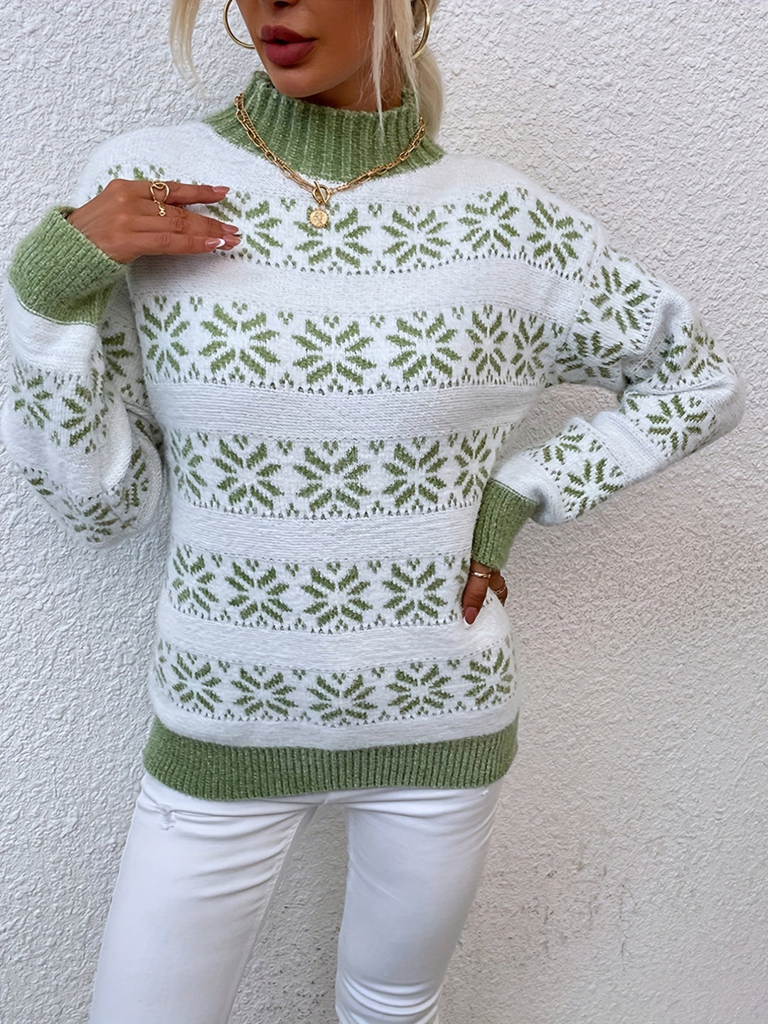 Christmas Pattern Sweater - Holly-Green-S-The Livary