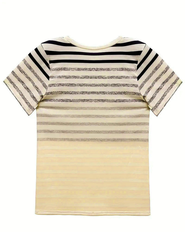 Striped women's T-shirt with round neckline & gradient – Melia-Light pink-S-The Livary