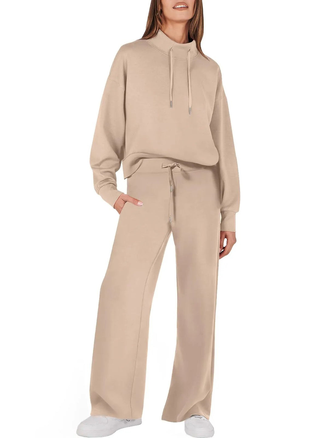 Trendy Ladies Clothing Set - UrbanEase-Khaki-S-The Livary