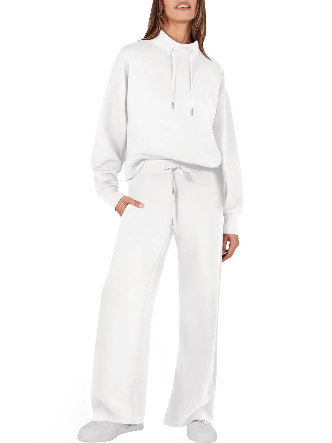 Trendy Ladies Clothing Set - UrbanEase-White-S-The Livary
