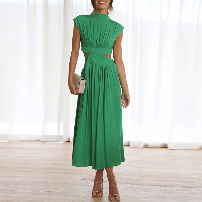 Comfortable and Stylish Stretch Dress - Mira-Green-S-The Livary