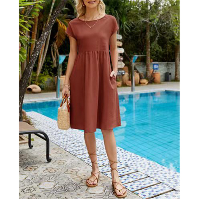 A-Line Jersey Midi Dress - Elise-Orange-S-The Livary
