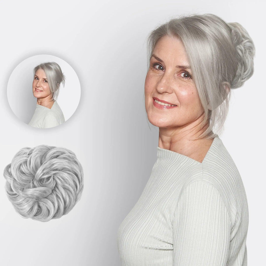 Hairextension Scrunchie – BunPop-Light grey-The Livary