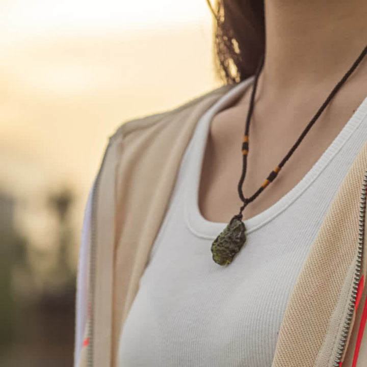 Purification Green Moldavite Necklace - Alina-Necklace + Natural Stone-3-5g-The Livary