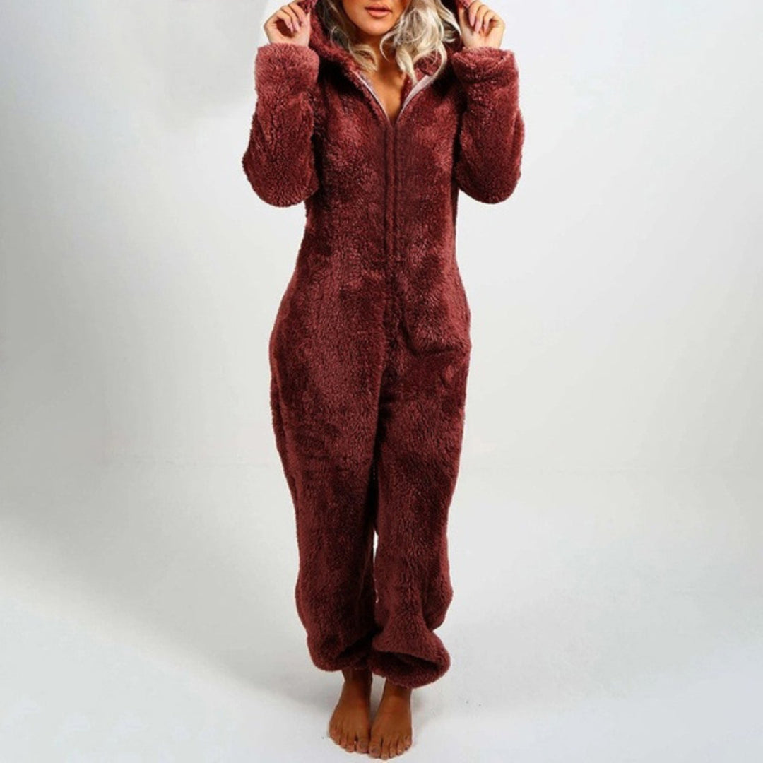 Plush Comfy Onesie for Ladies - Harper-Bordeaux-S-The Livary