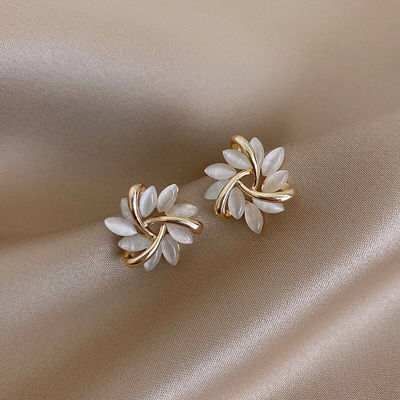 Opal Petal Earrings - Florina-Gold-The Livary