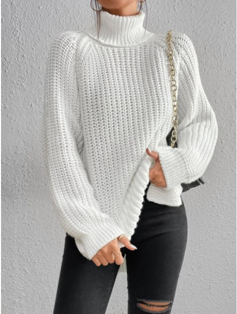 Trendy Knitted Women's Turtleneck - Esmée-White-S-The Livary