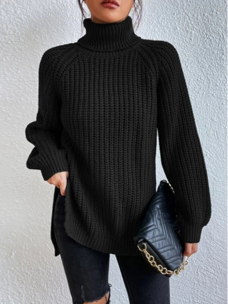 Trendy Knitted Women's Turtleneck - Esmée-Black-S-The Livary