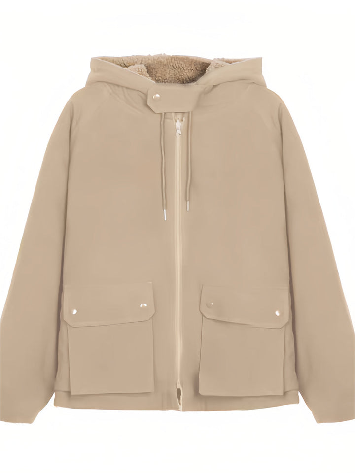 Warm Oversized Women's Jacket with Hood - Freya Fleece Parka-Blue-S-The Livary