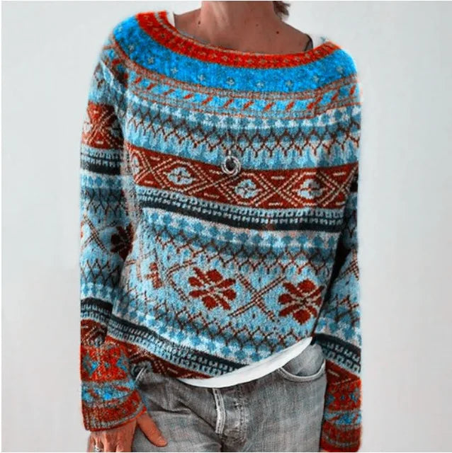 Warm Women's Sweater with Stylish Details - Nova-Blue colors-S-The Livary