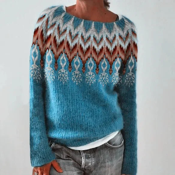Warm Women's Sweater with Stylish Details - Nova-Blue feather-S-The Livary