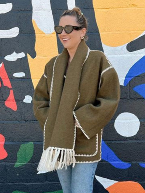 Ladies' Winter Coat with Scarf - Celeste-Green-S-The Livary