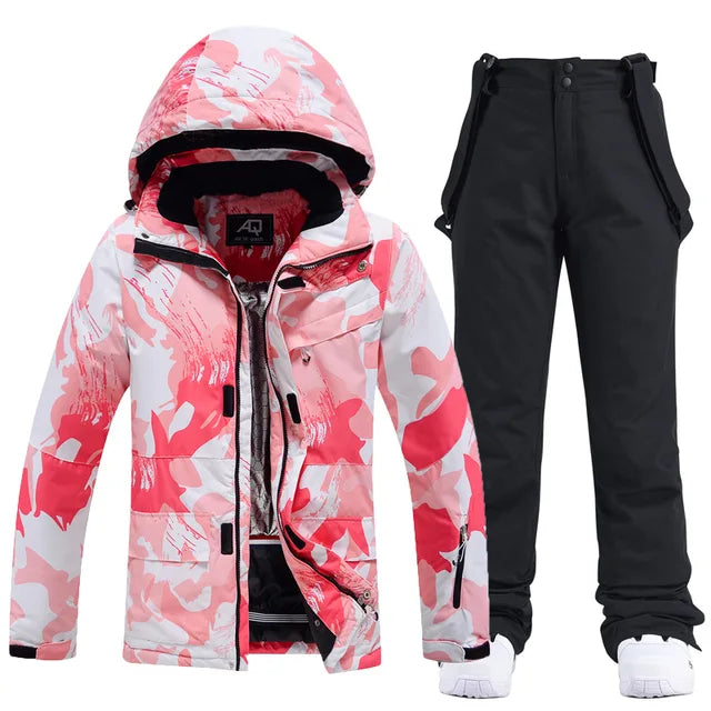 Stylish Ski Suit for Women - Aurora-Pink/Black-XS-The Livary