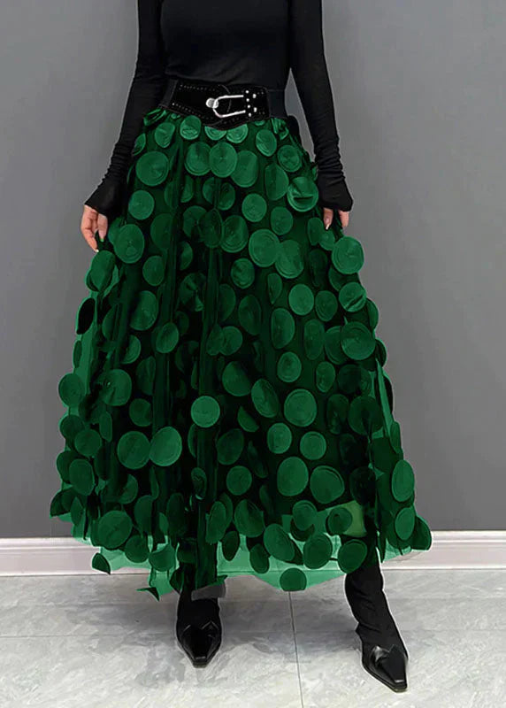 Dress with Polka Dots and Flowing Cut – Fleur-Dark green-S-The Livary