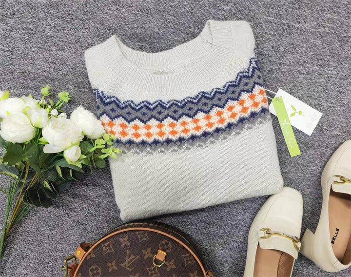 Scandinavian Trendy Sweater with Lively Pattern - NordicChic-S-The Livary