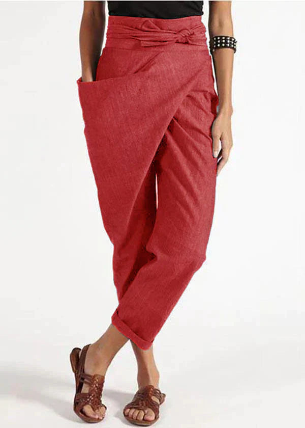 Trendy women's harem trousers with a high waist – Romy-Red-S-The Livary