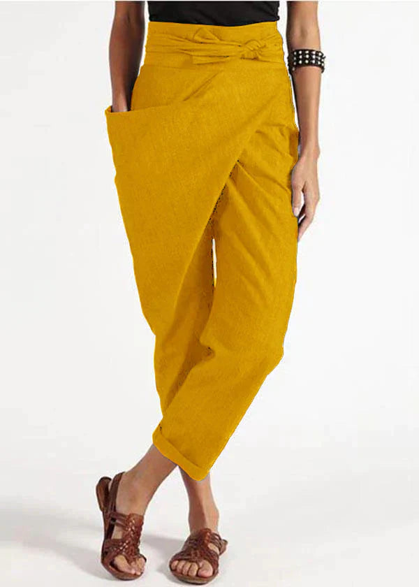 Trendy women's harem trousers with a high waist – Romy-Yellow-S-The Livary