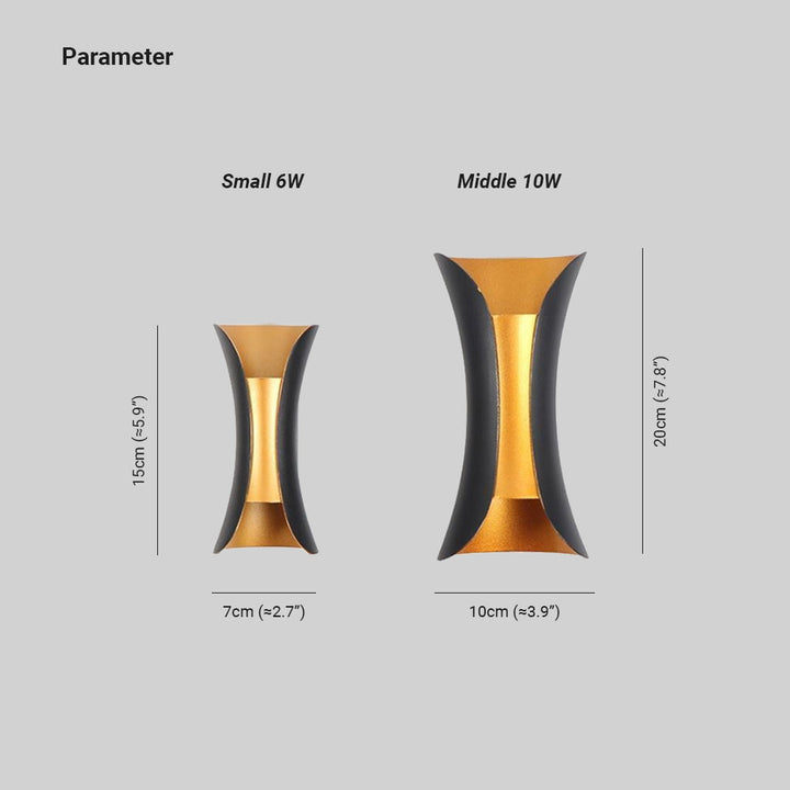 Modern LED Outdoor Wall Lamp - LumiEdge-Black and Gold-Small 6W-Warm white-The Livary