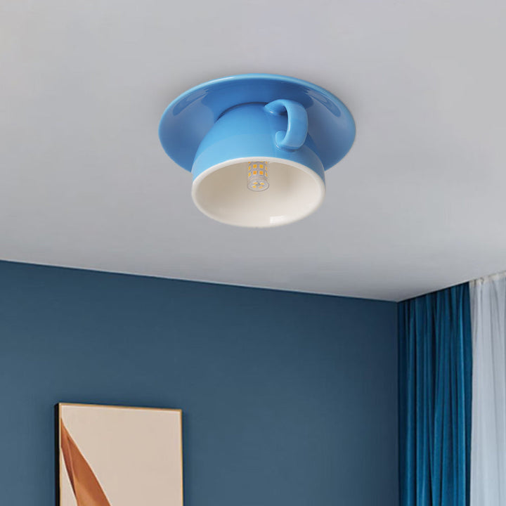 Coloured Ceramic Chandelier in Morandi Style - Viora-Blue-The Livary