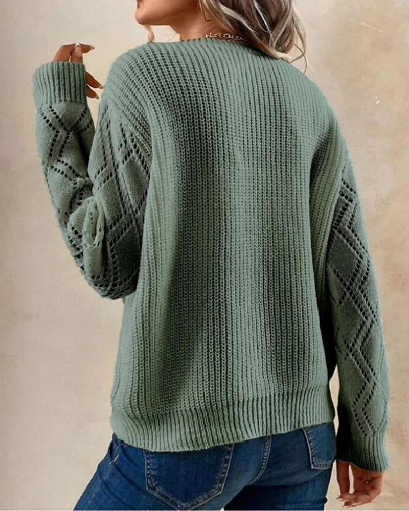 Stylish V-neck Sweater - Selena-Green-S-The Livary