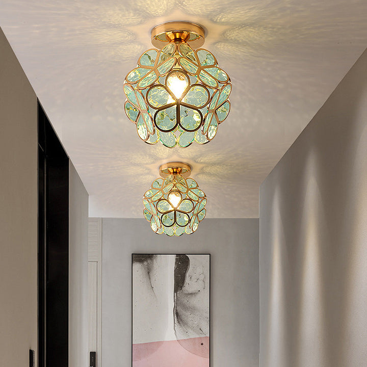 Glass Flower Ceiling Lamp - FloraGlow-Green-D7.87*H9.84 inches-The Livary