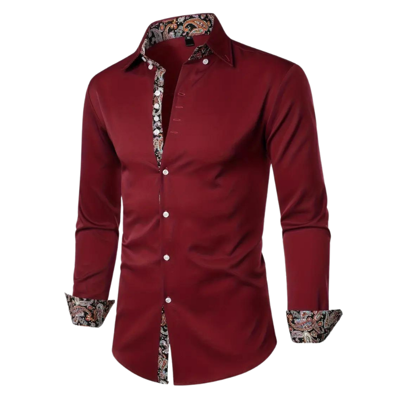 Elegant party shirt for men – Matteo-Wine red-S-The Livary