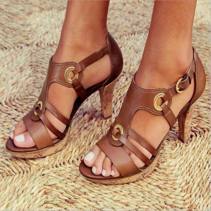 Comfortable high heels with stability comfort – Viviana-Brown-3-The Livary