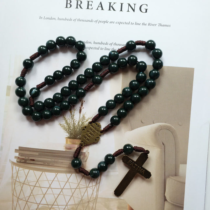 Mosagaat Holy Medal Cross Pendant Rosary Necklace - Celeste-The Livary
