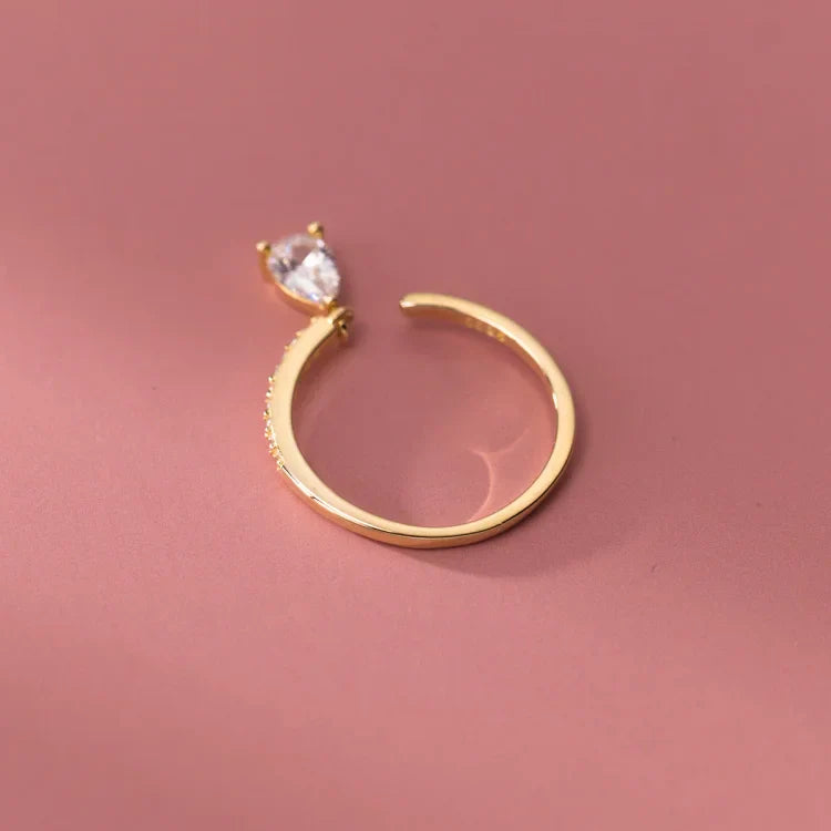 Adjustable Water Drop Ring - Isaline-Gold-The Livary