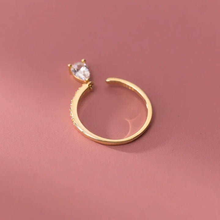 Adjustable Water Drop Ring - Isaline-Gold-The Livary