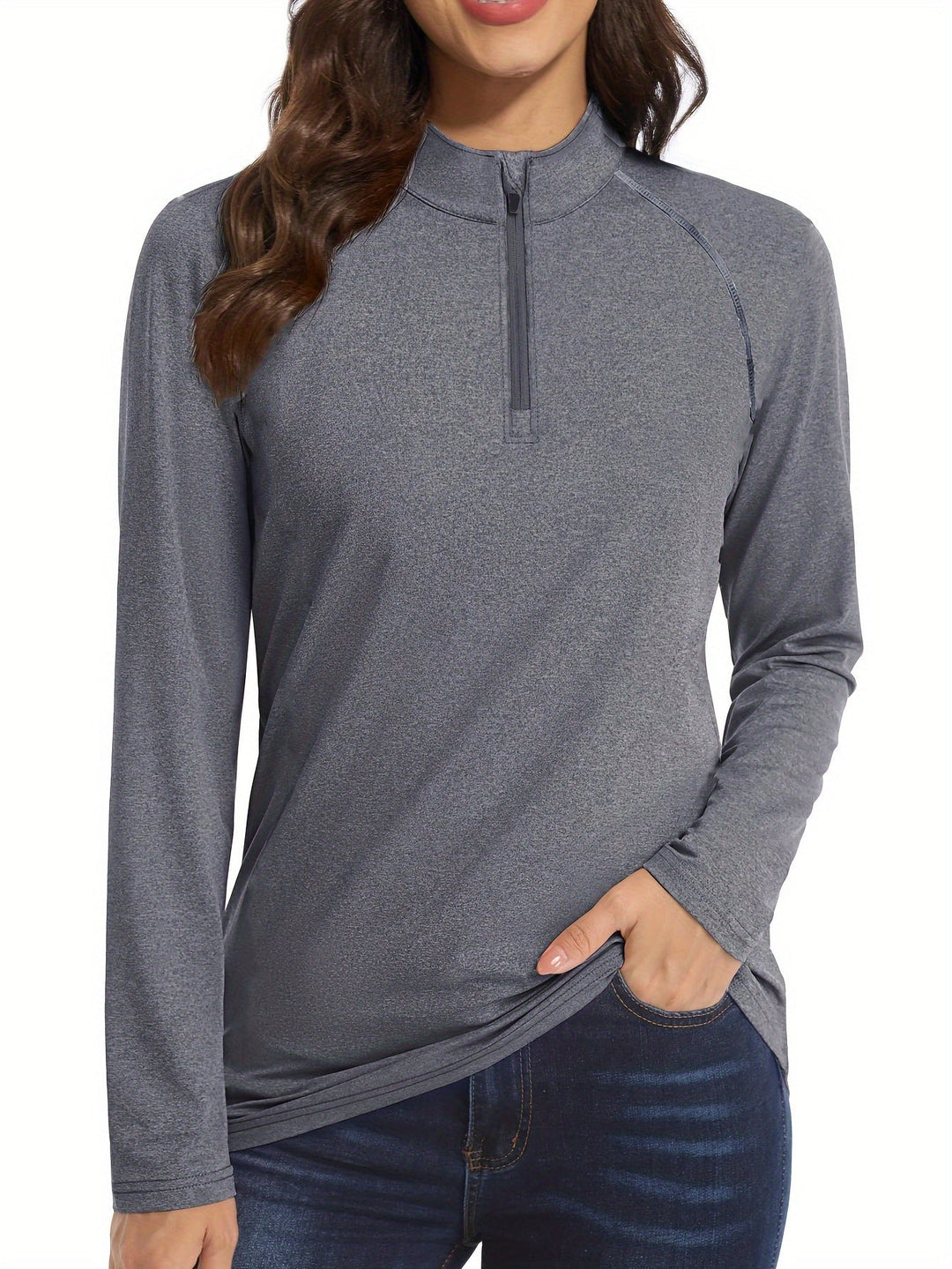 Long Sleeve Sports Shirt for Women - Nadira-Dark grey-S-The Livary