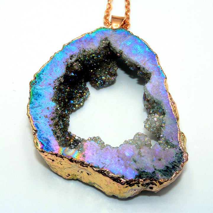 Natural Crystal Geode Pendant - Gaia-Amethyst-The Livary