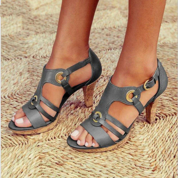 Comfortable high heels with stability comfort – Viviana-Gray-3-The Livary