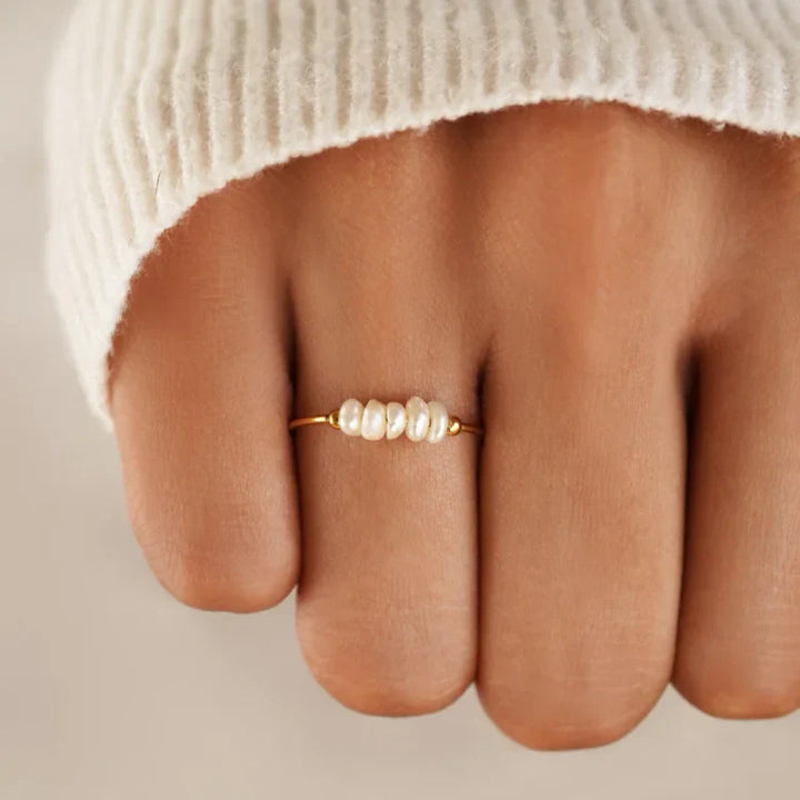 Classic Gold Pearl Ring - Sophie-5-The Livary